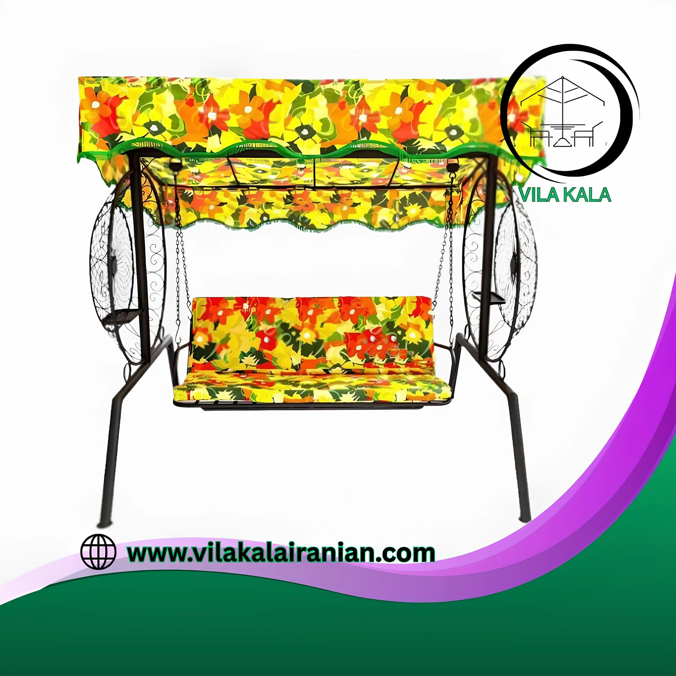 تاب باغی 3نفره فلزی مدل گلبرگ